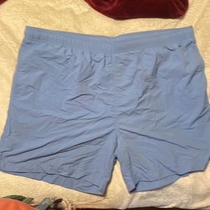 Lands' End Men's size XXL elastic drawstring waist nylon swim trunks blue
